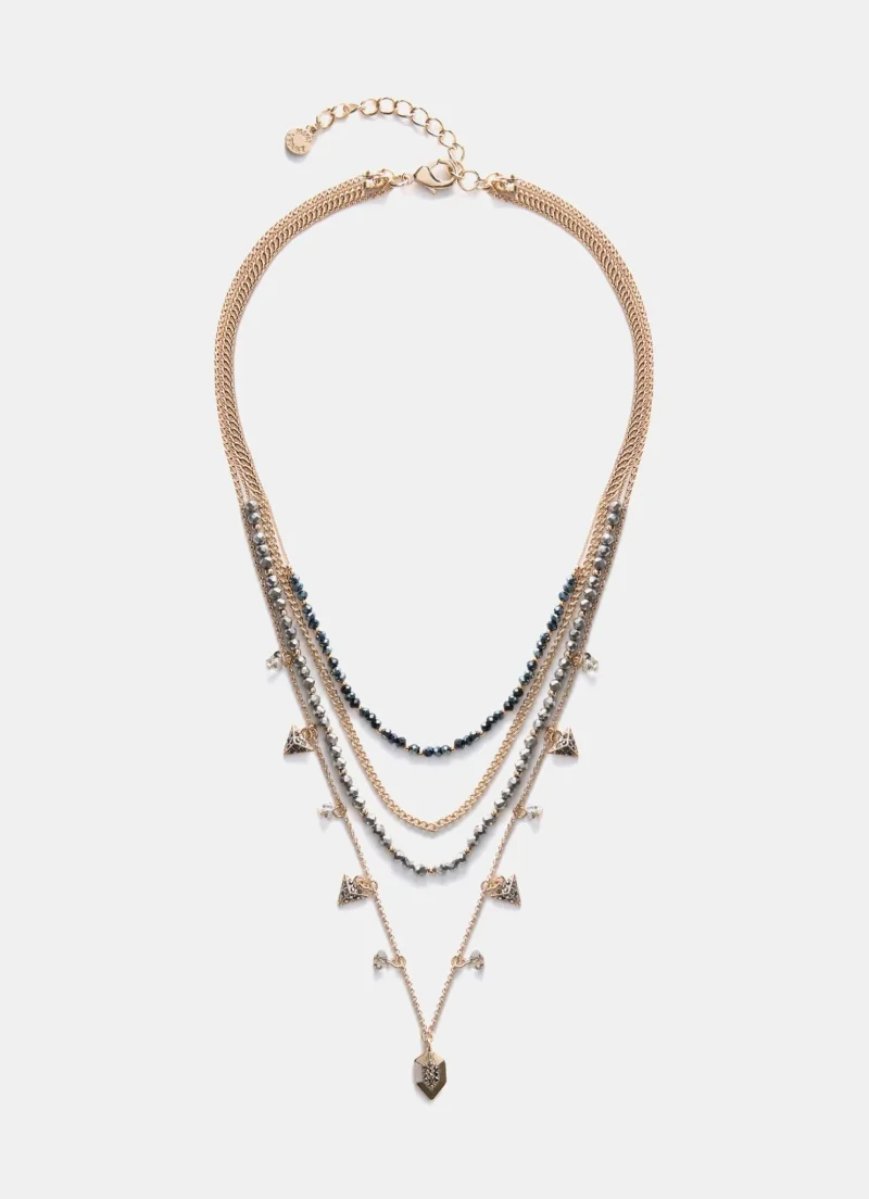 goldtone layered beaded necklace