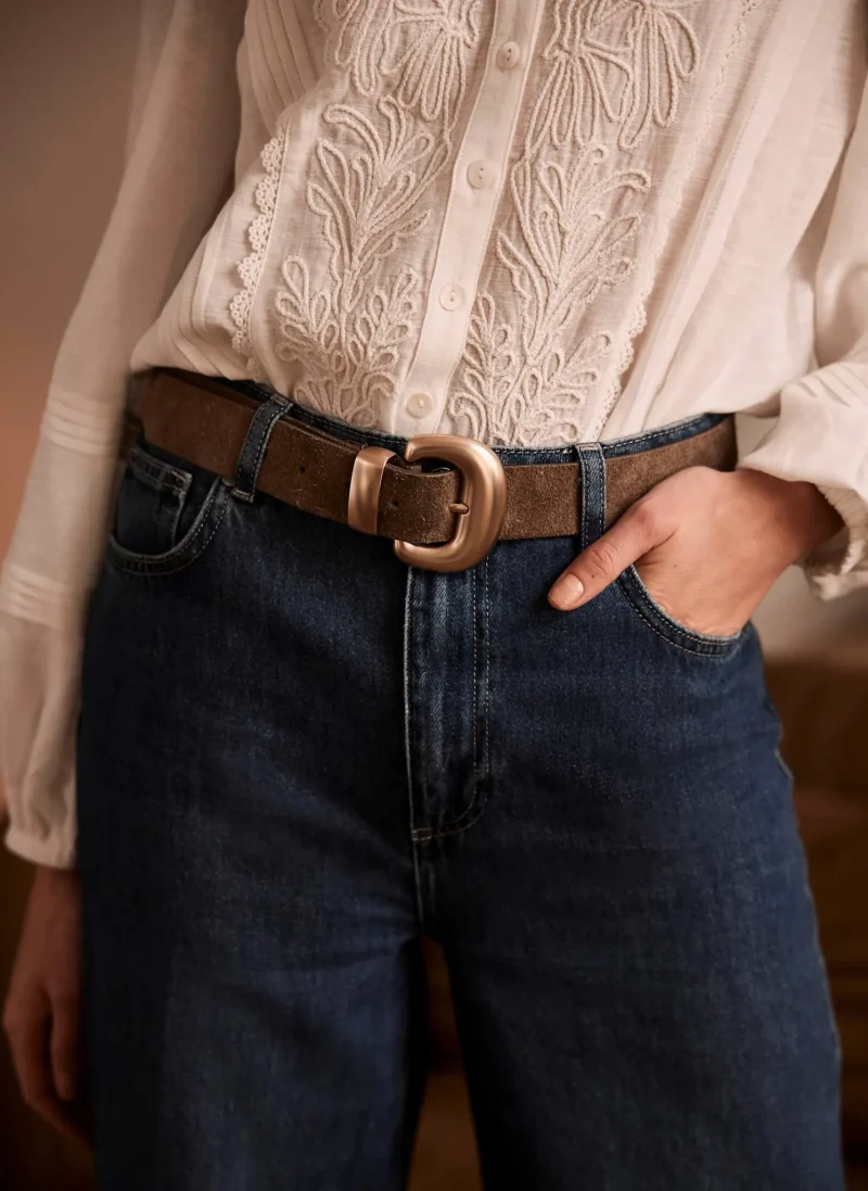 khaki suede wide waist belt