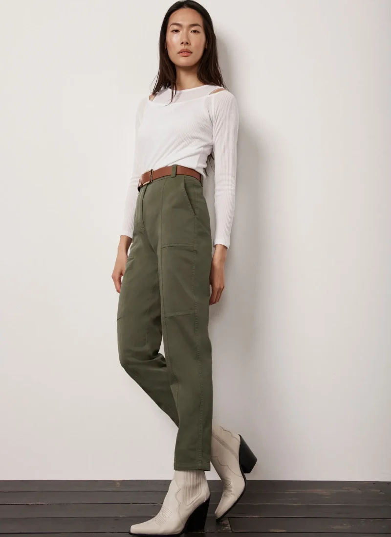 khaki tapered chinos cotton blend