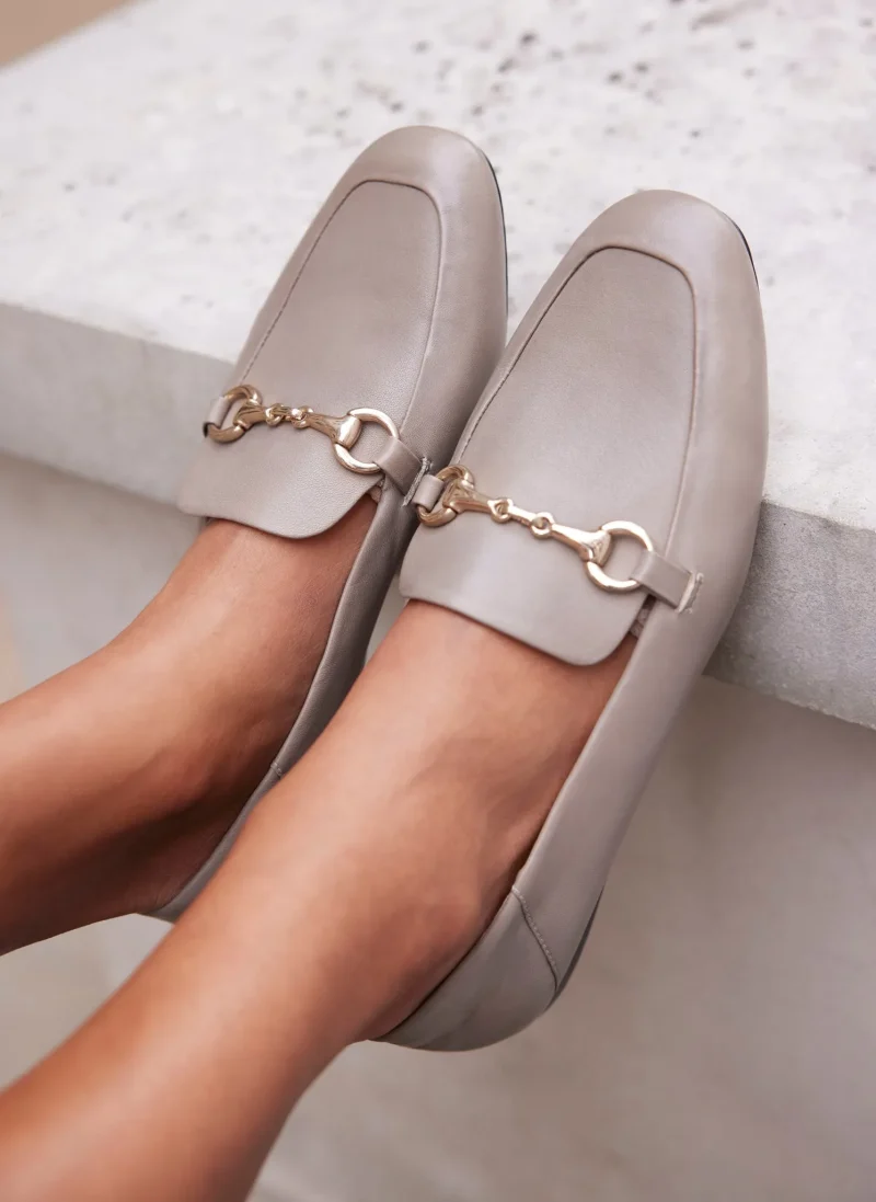 leather snaffle detail loafers neutral