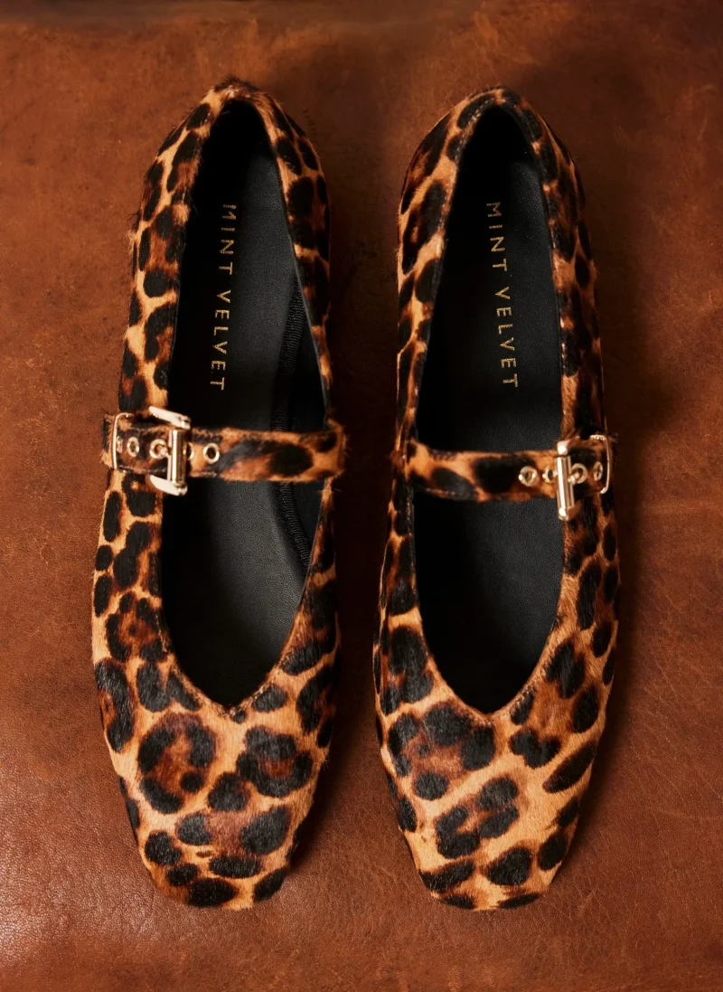 leopard print ballet flats textured design