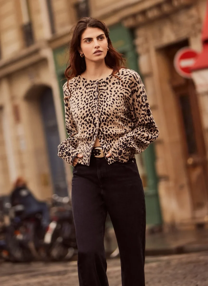 leopard print cardigan neutral