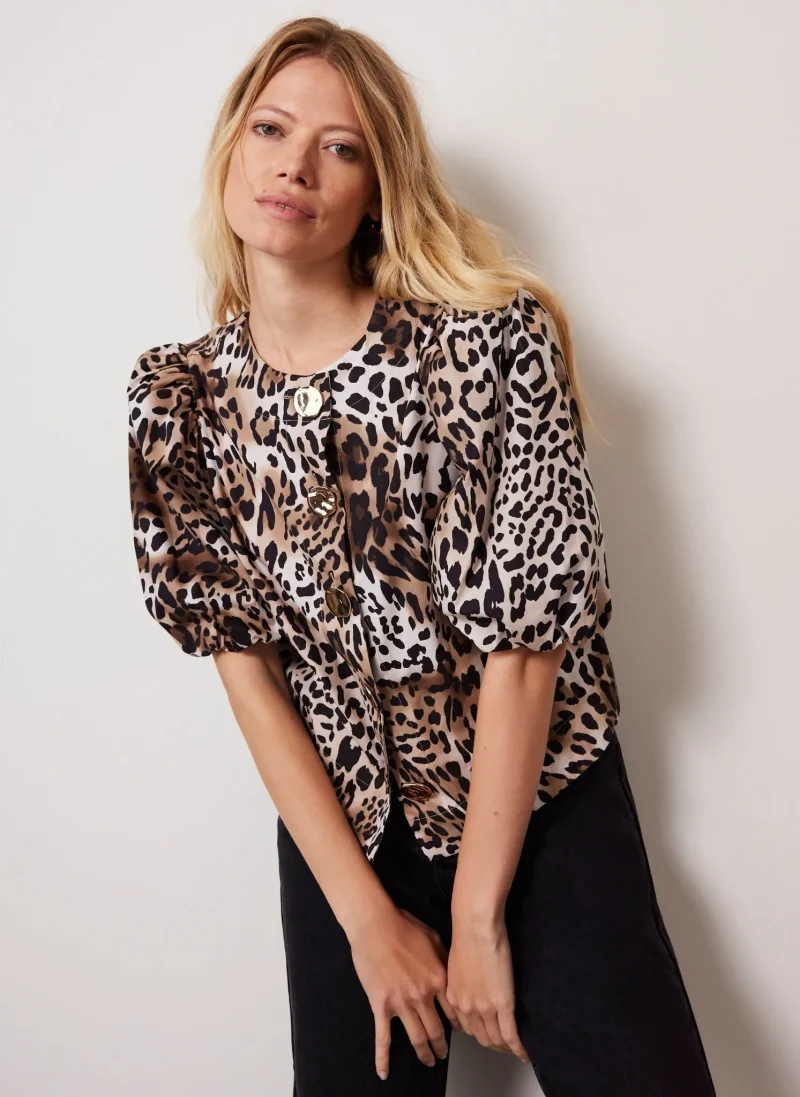 leopard print chiffon top