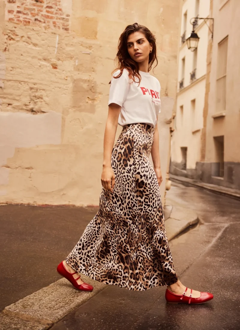 leopard print satin maxi skirt