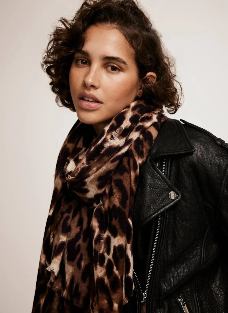 leopard print scarf in brown