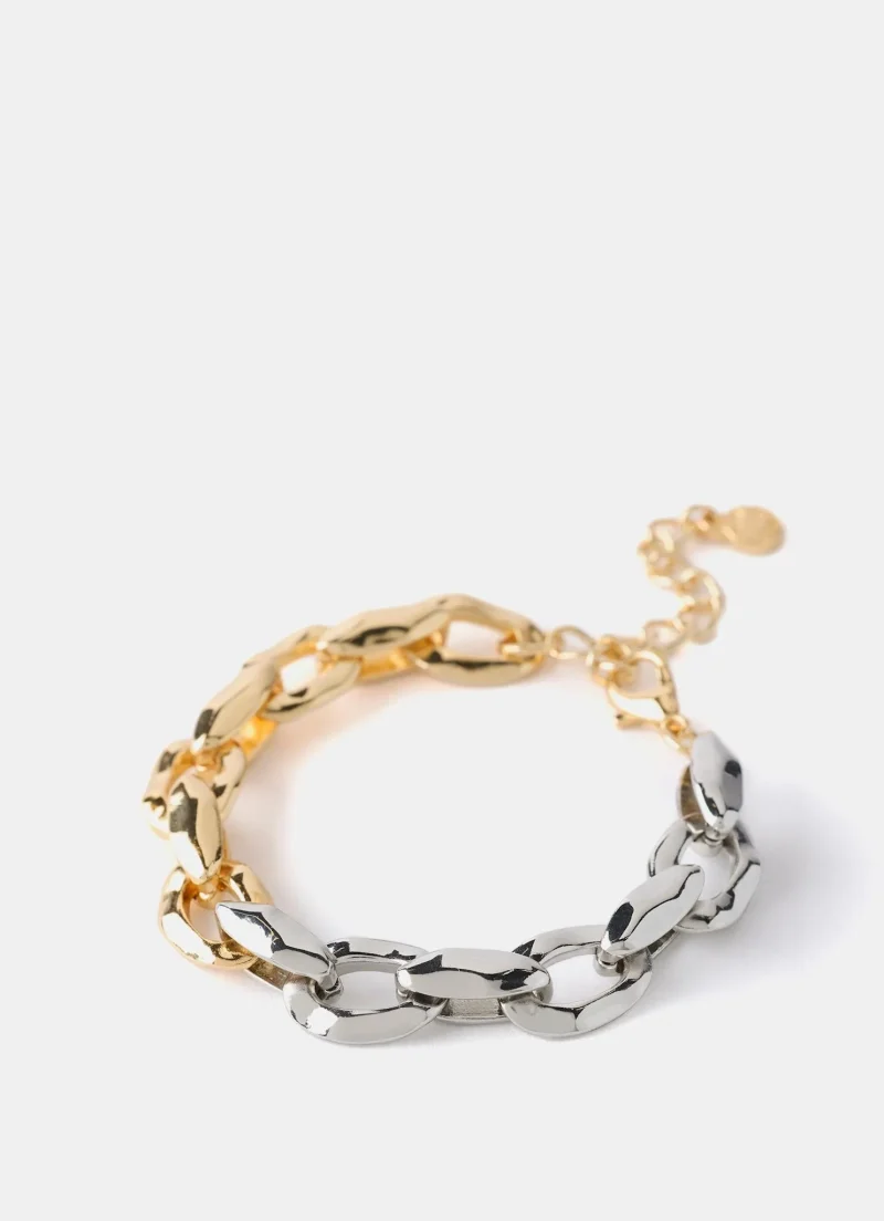 mixed metal layered chain bracelet