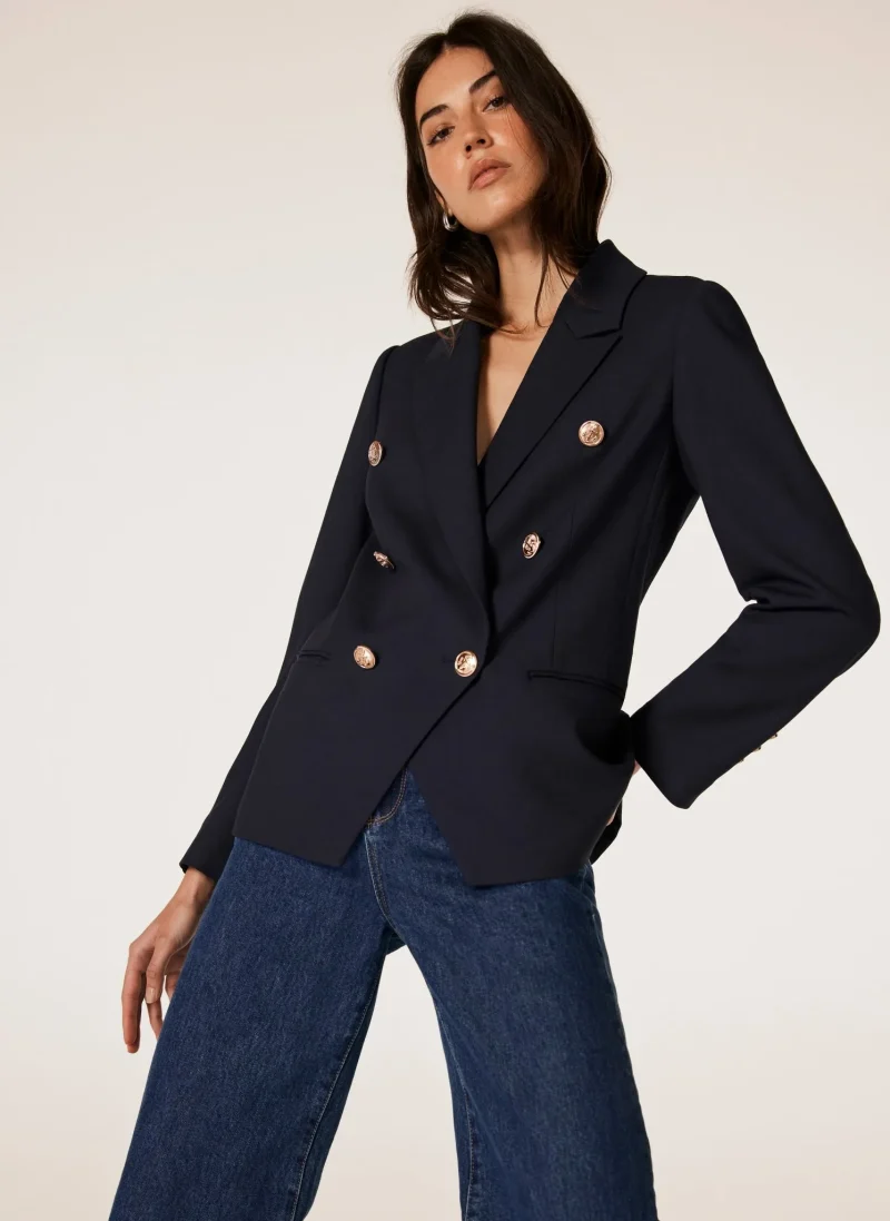 navy double breasted blazer stylish versatile