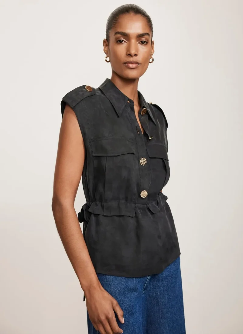 navy sleeveless utility tank top