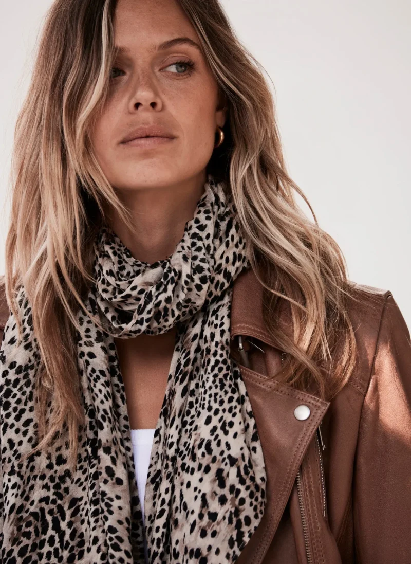 neutral animal print scarf lightweight and stylish