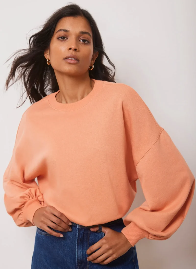 orange cotton blouson sweatshirt