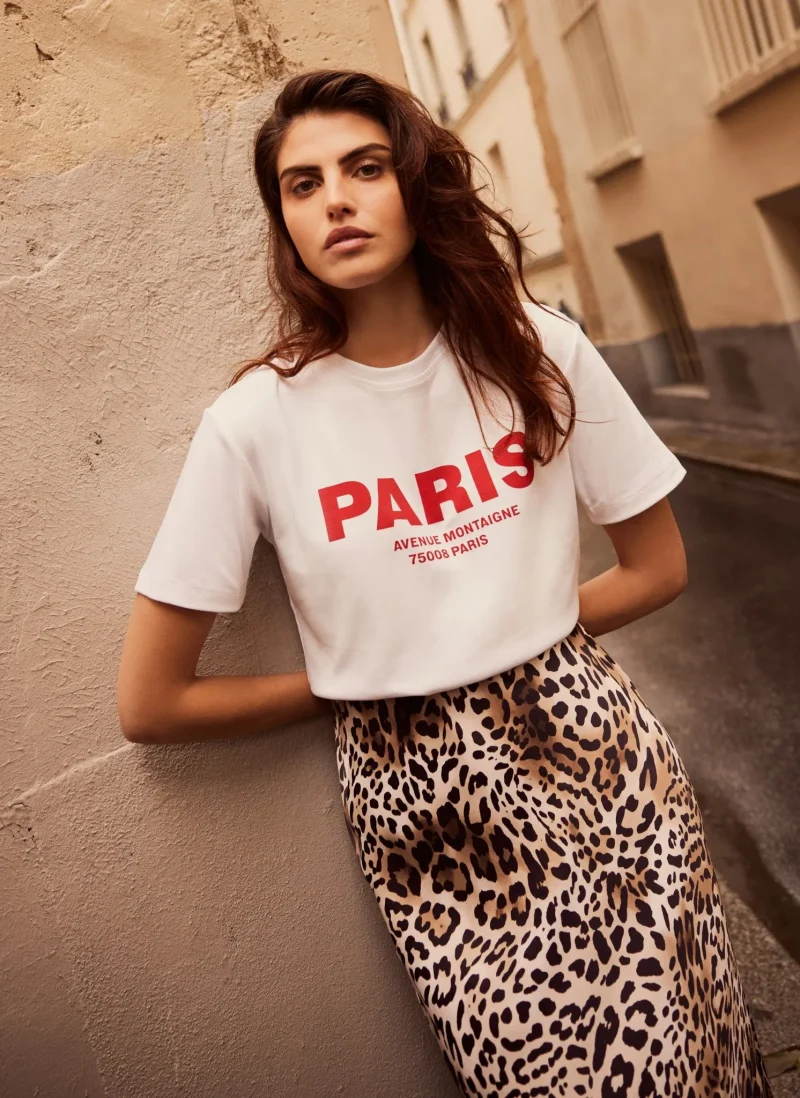 paris slogan white tee