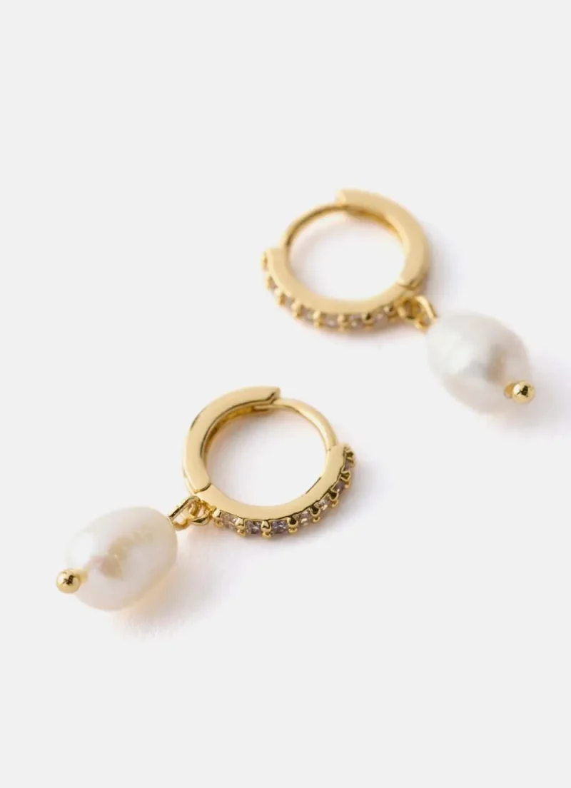 pearl gold plated hoop earrings