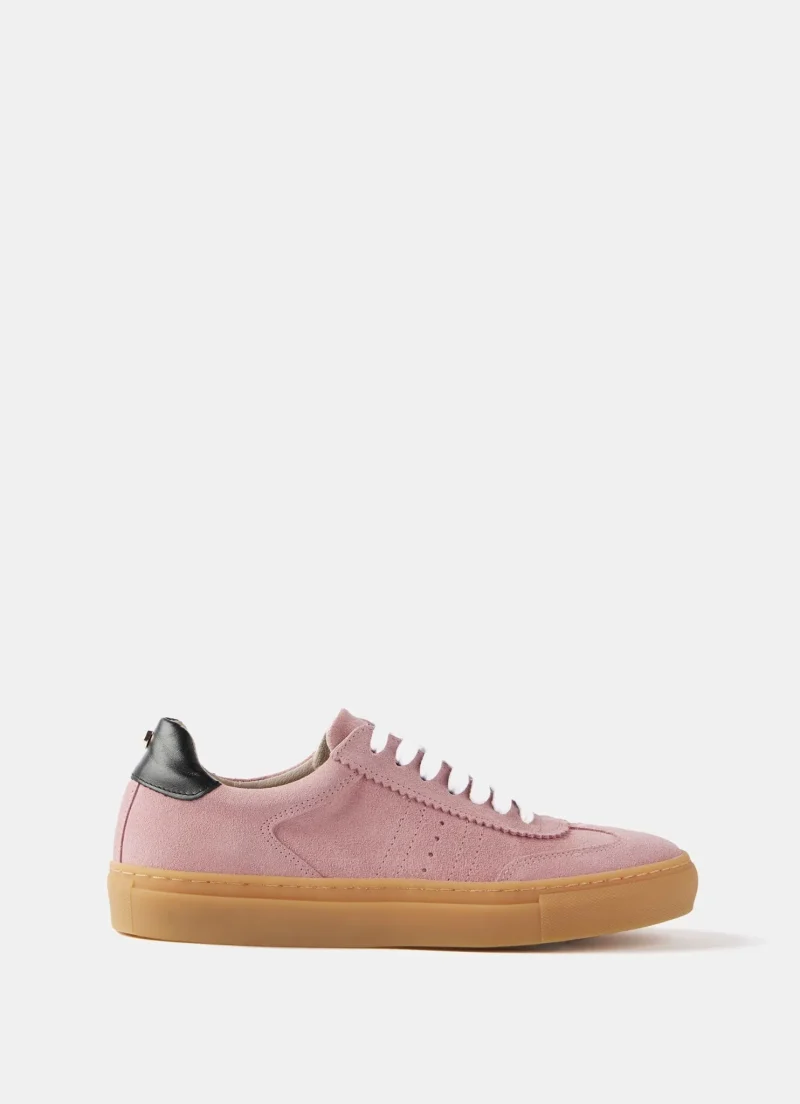 pink suede running shoes