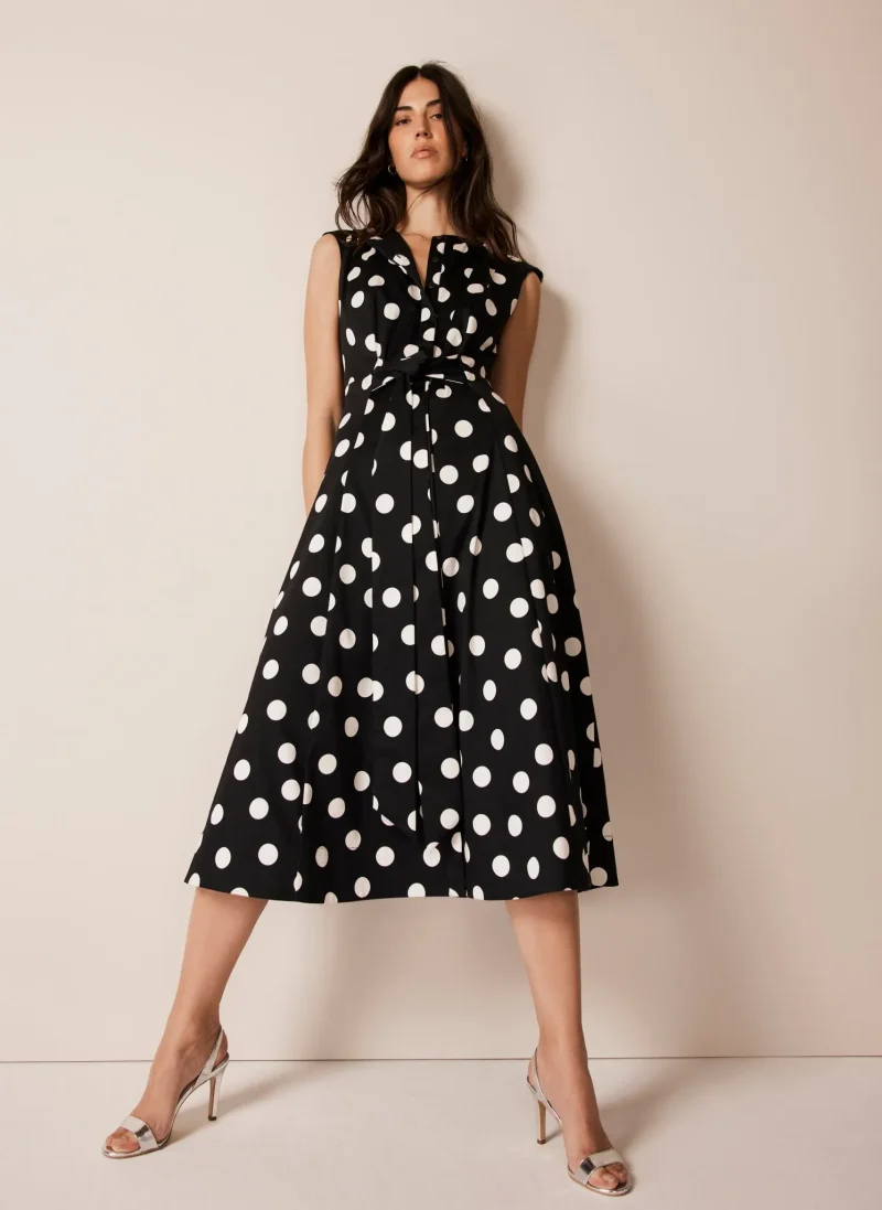 polka dot black midi dress