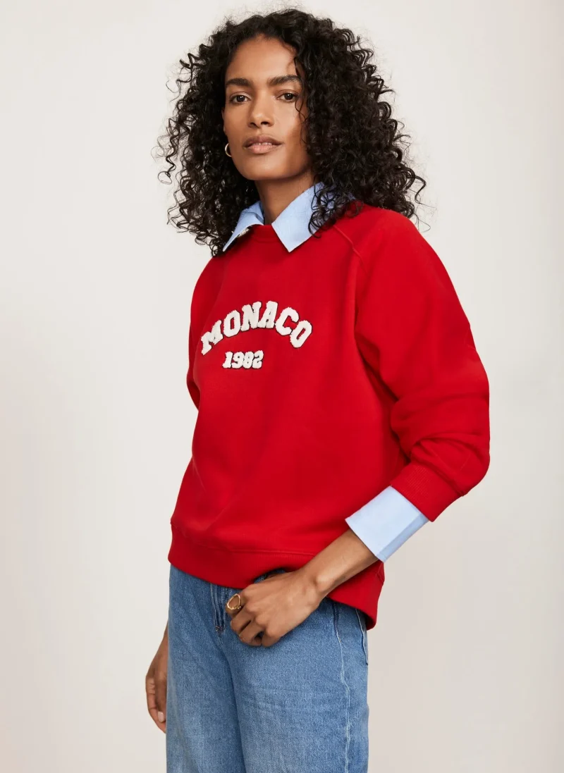 red monaco slogan cotton blend sweatshirt