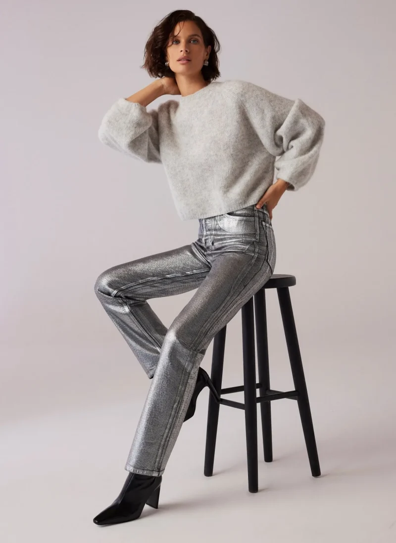 silver coated slim jeans for every occasion