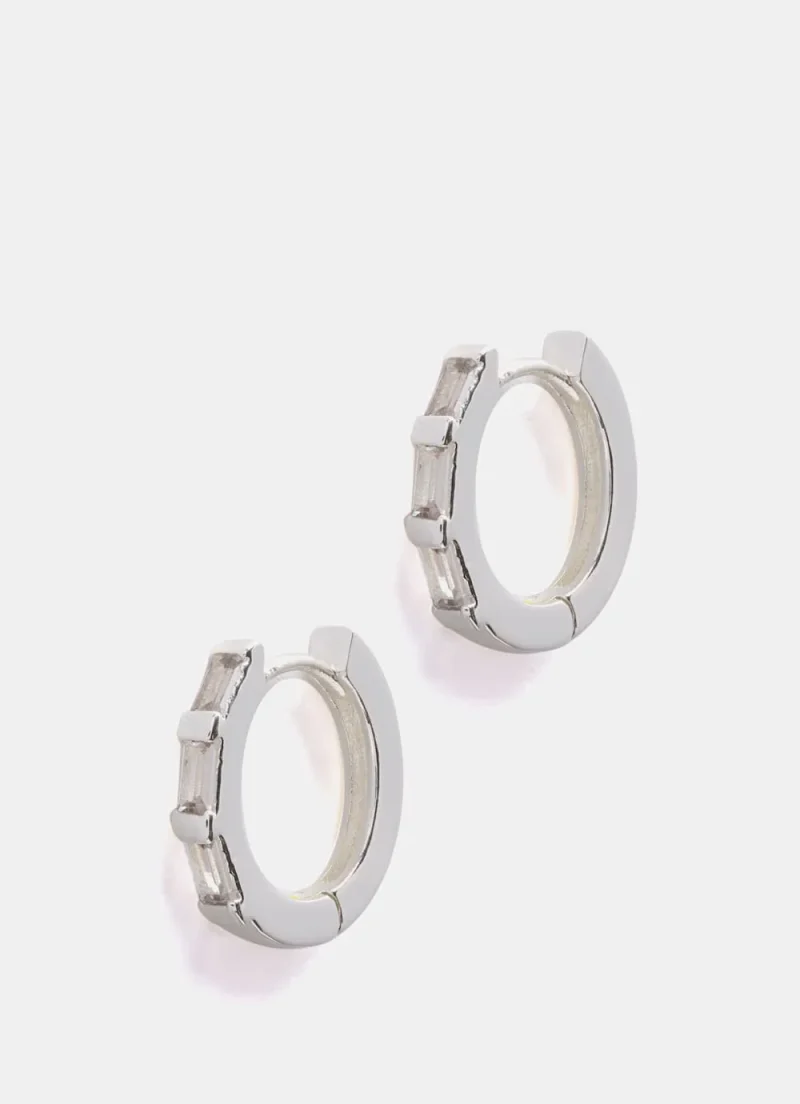 silver plated huggie earrings for women