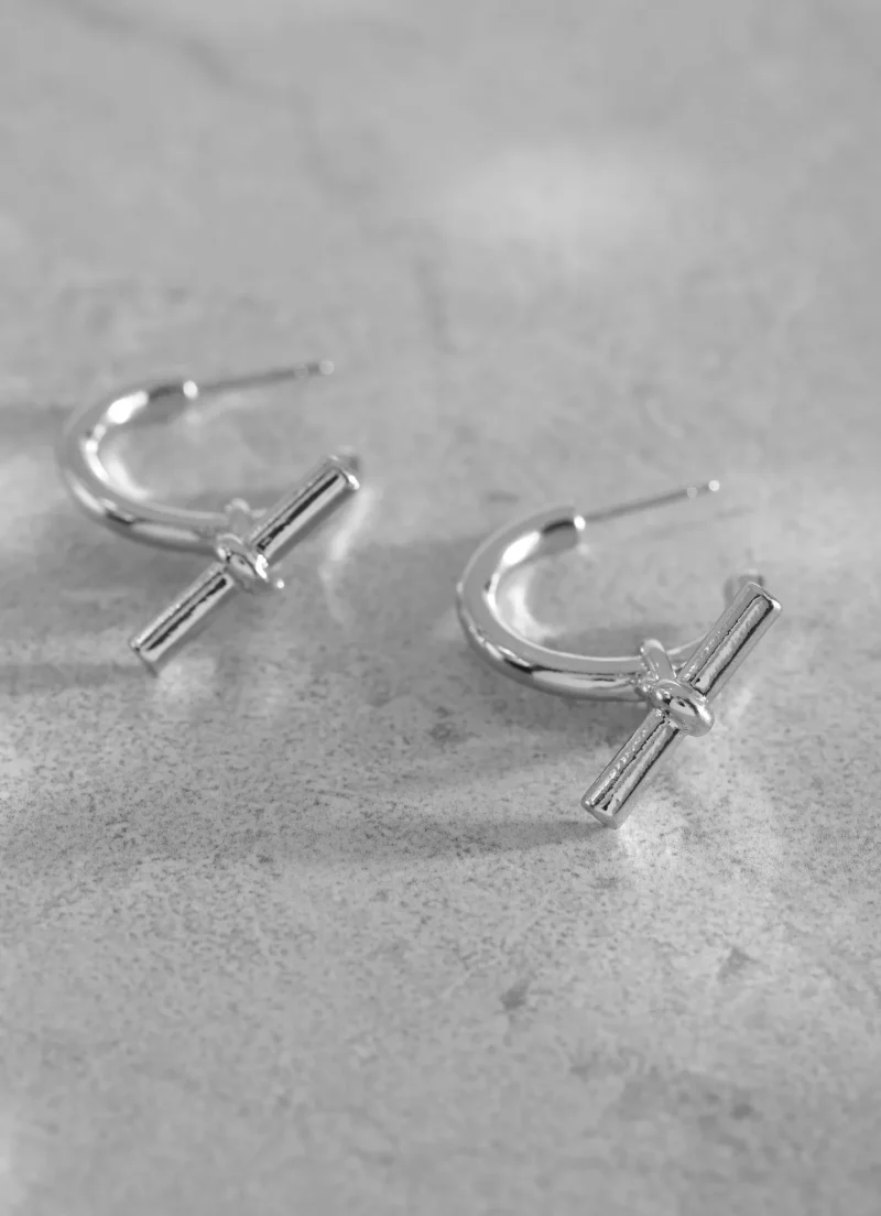 silver t bar earrings for women