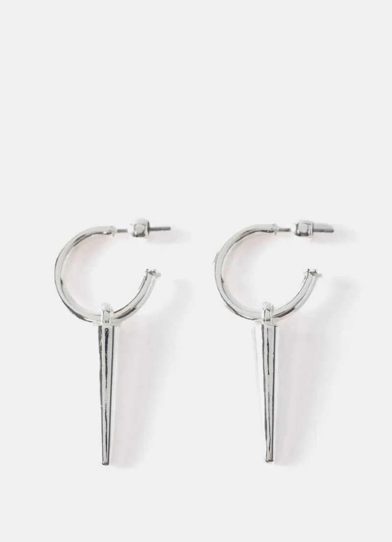 sleek silver spike hoop earrings