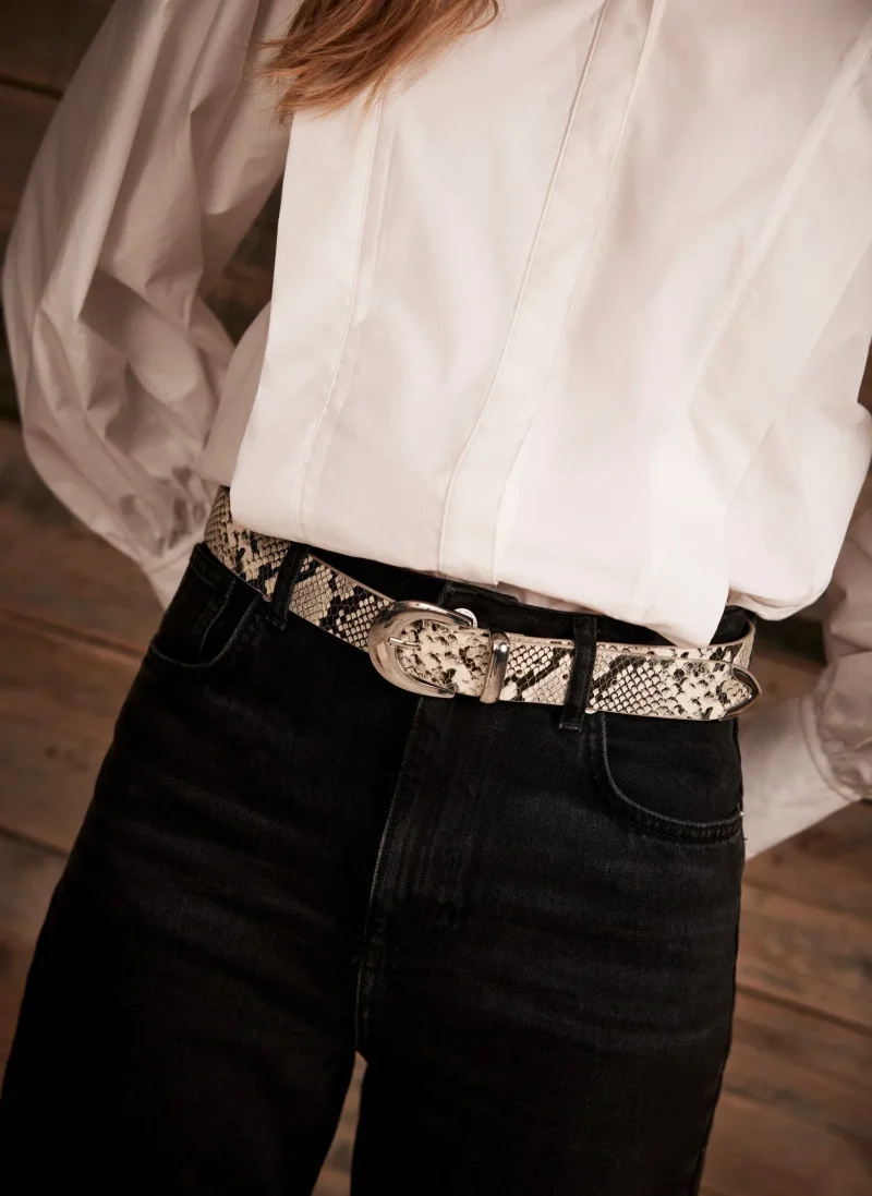 snake effect buckle slim belt