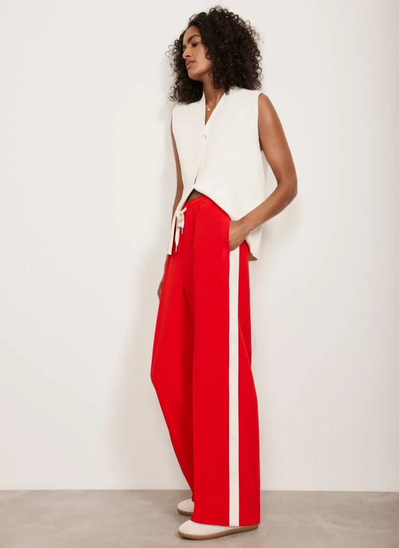 striped side panel pants red