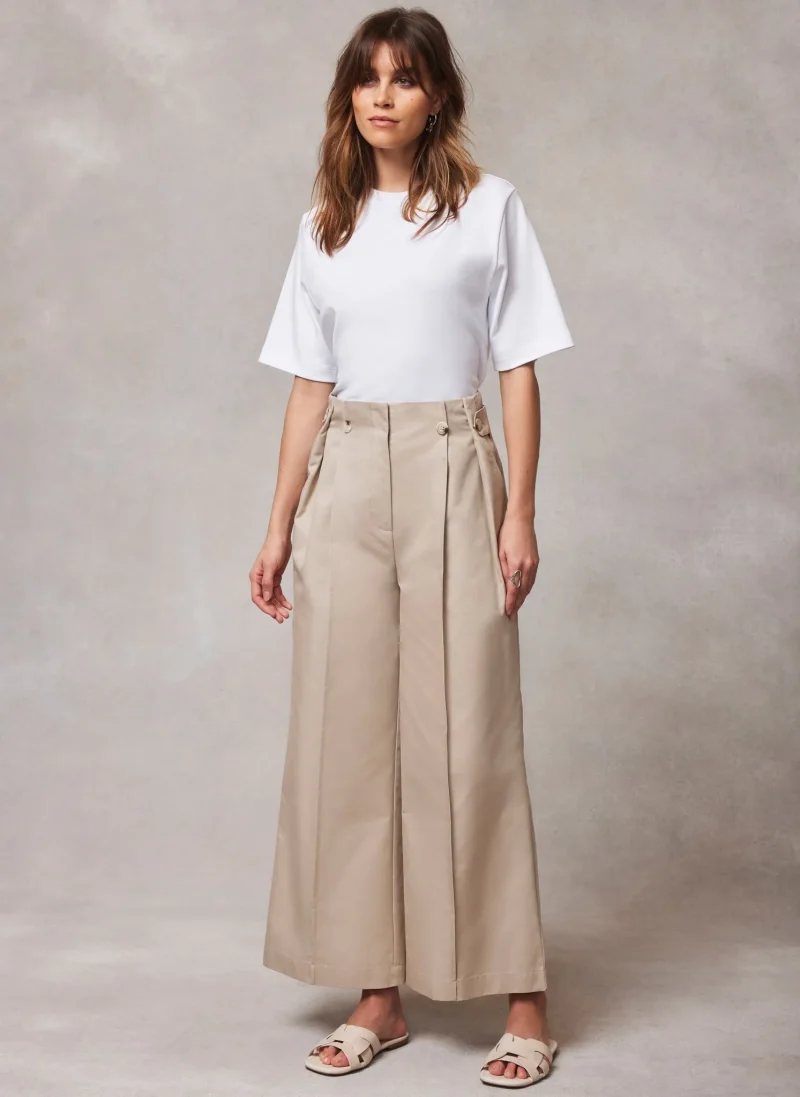 structured high waist wide leg pants cream