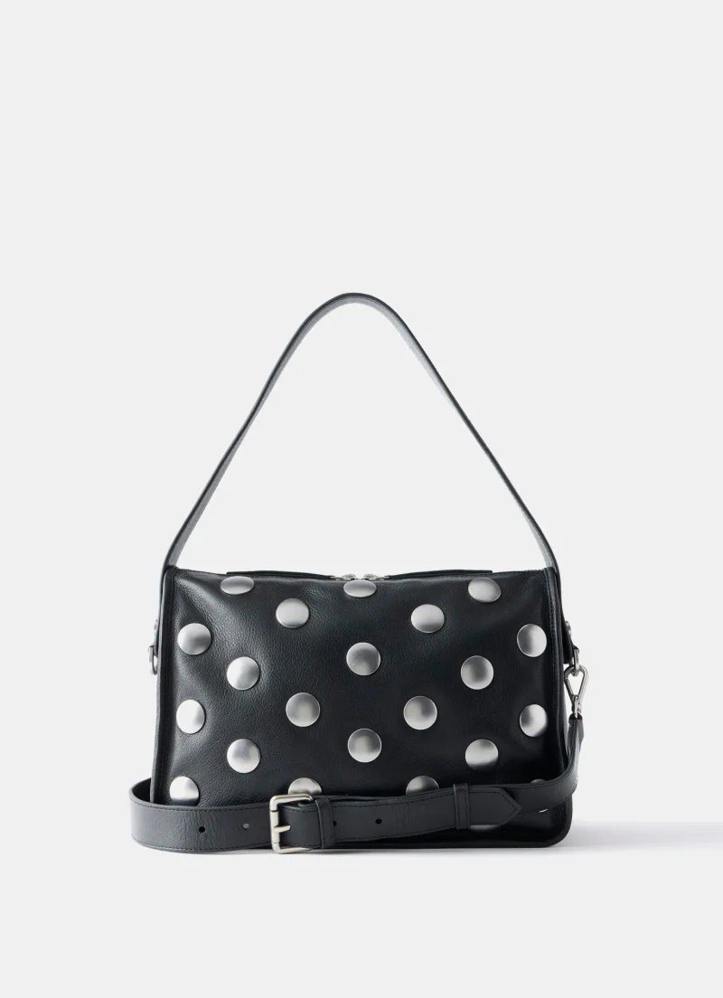 studded black leather bag