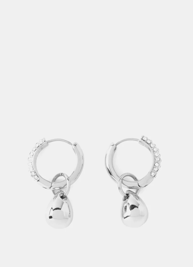 stunning silver drop hoop earrings