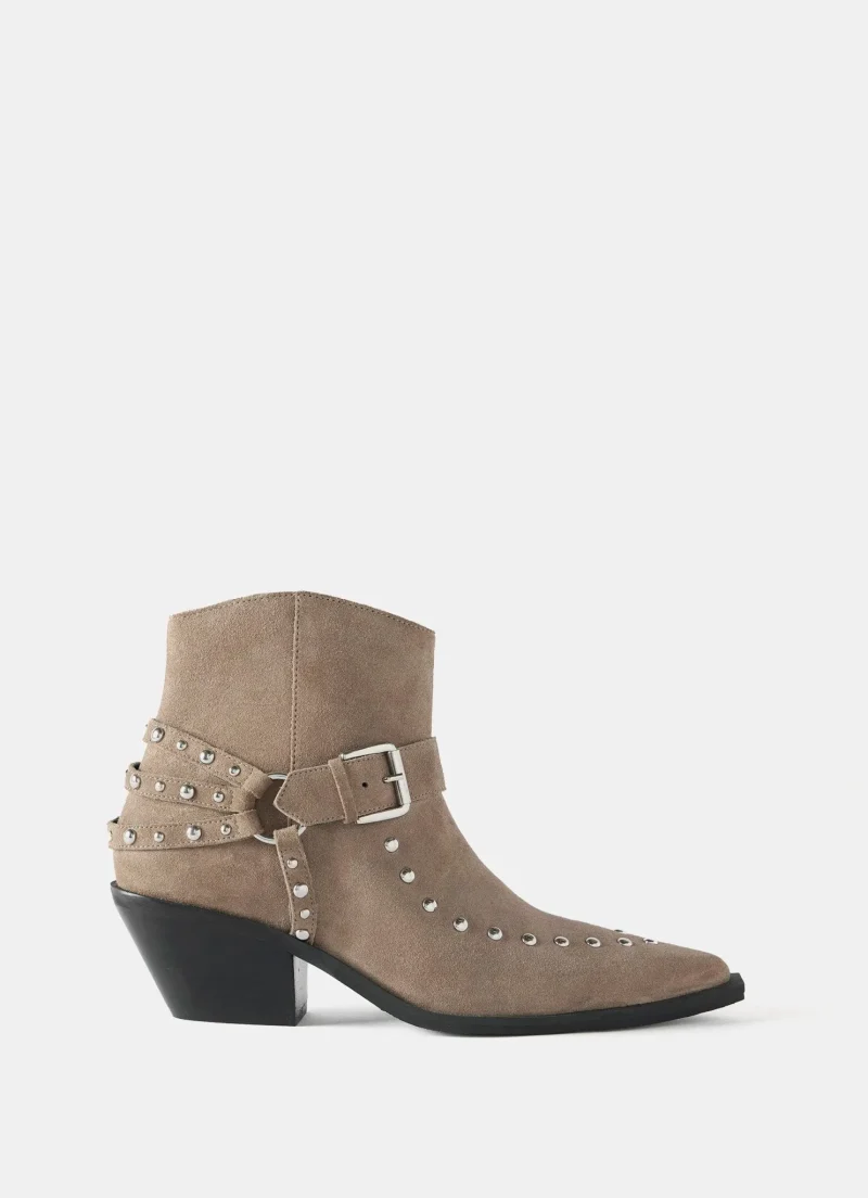 suede cowboy ankle boots with studs