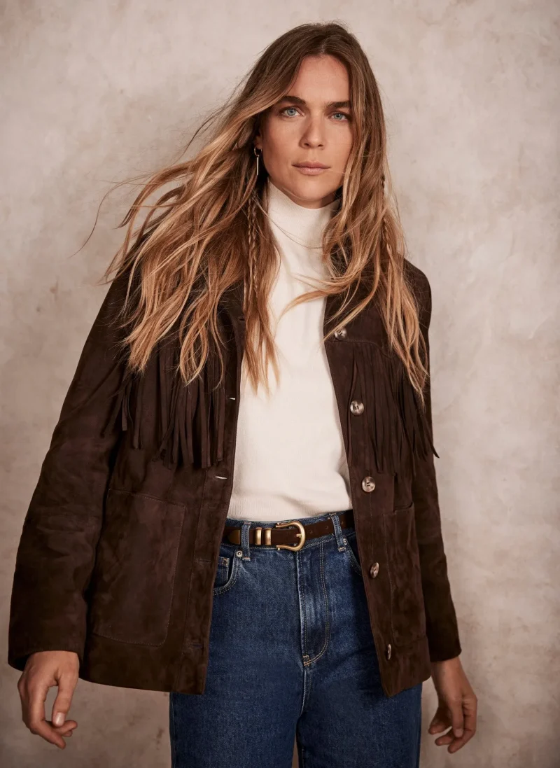 suede fringed brown jacket