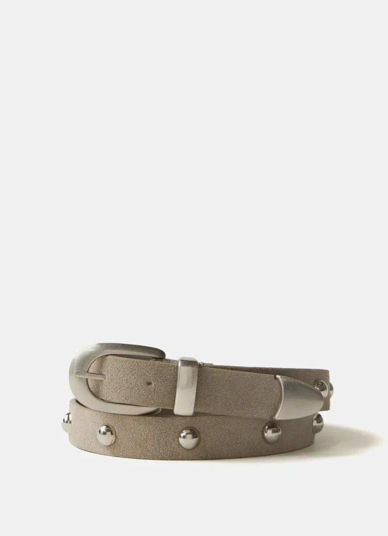 suede grey studded belt