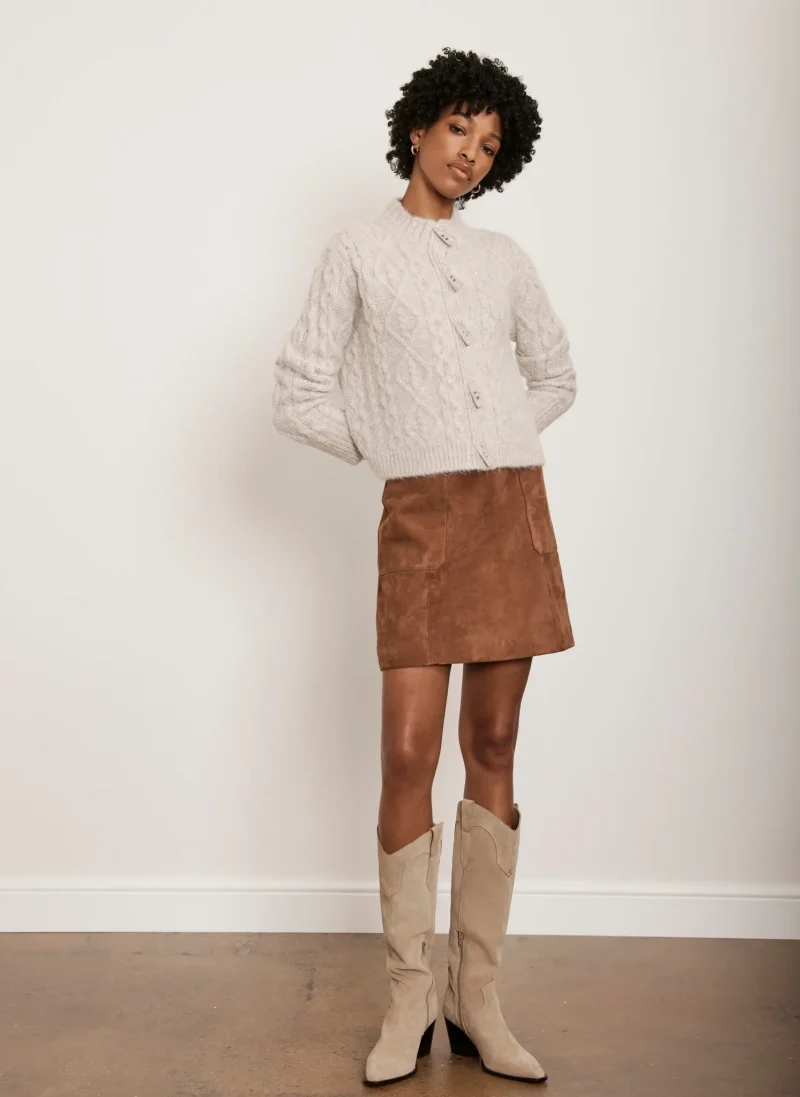 suede tan mini skirt for women