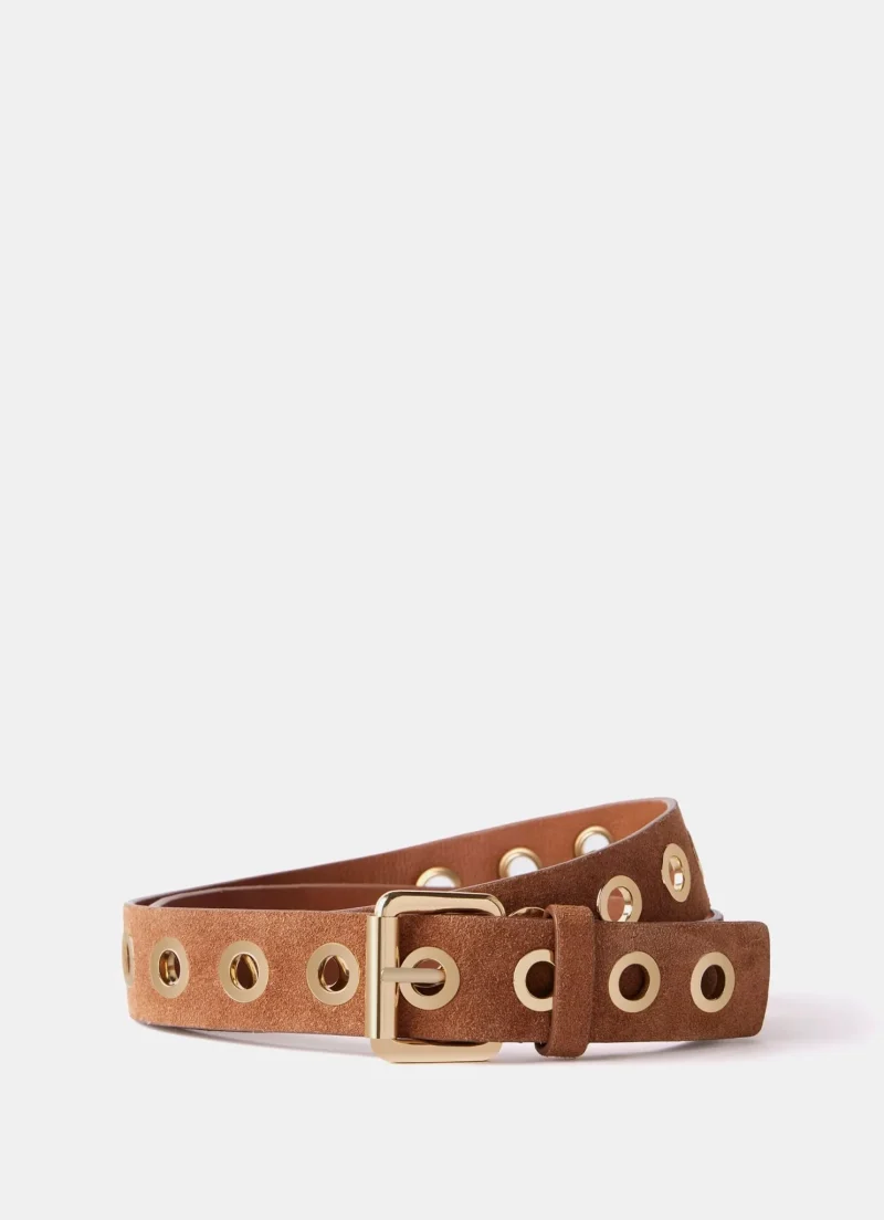 tan suede eyelet belt