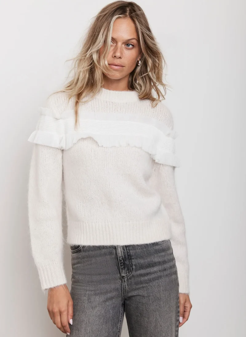 tulle embellished jumper white