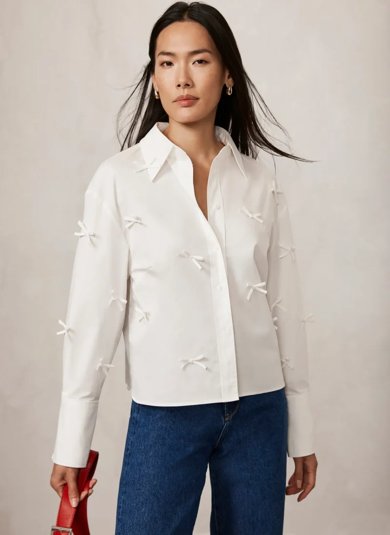 white bow tie blouse