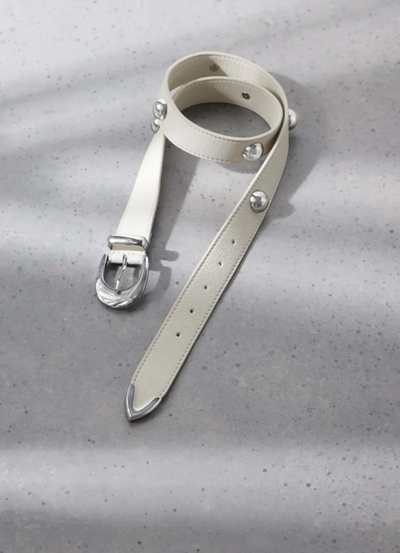 white leather statement belt