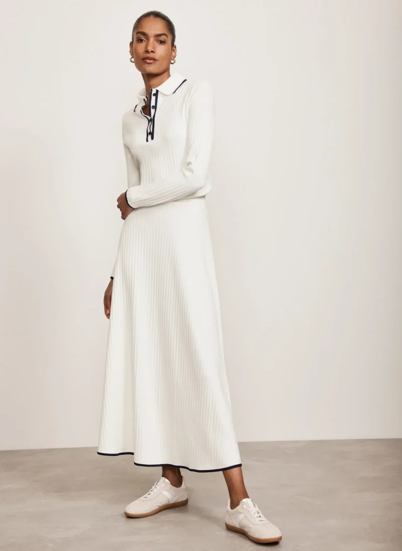 white ribbed hem skirt with contrast trim