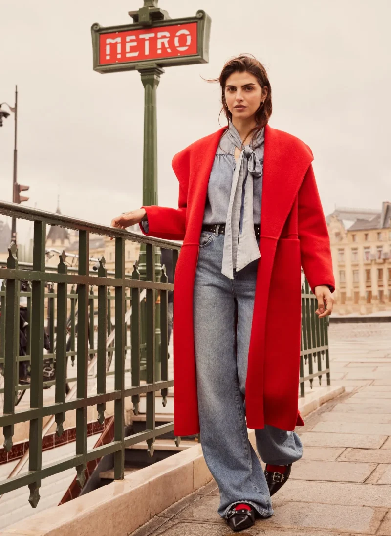 wool blend red coat