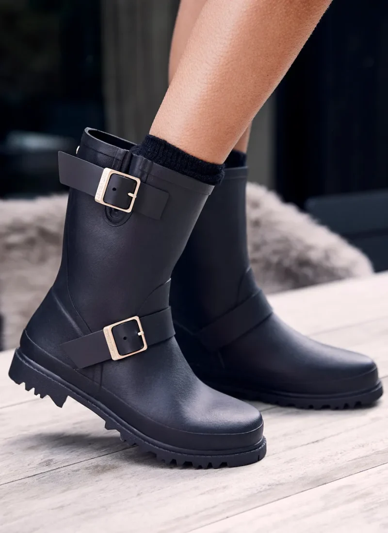 wynter black waterproof short wellies